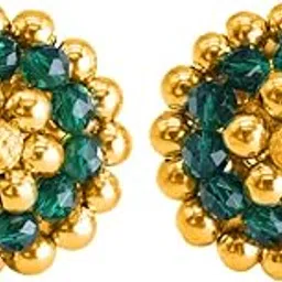 p.c. chandra jewellers 22KT (916) Yellow Gold Thushi Stud Earrings for Women | Green Bead Traditional Design-picture-34