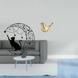 TRENDIVIBE Cat and Golden Birds Metal Wall Art Sculpture Modern Home Decor for Cat Lovers and Bird Enthusiasts Unique Housewarming Gift-picture-14