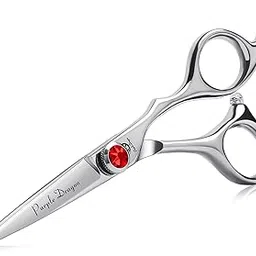 Purple Dragon 4.5 Barber Hair Cutting Scissors Small Moustache Shears with Bag- Perfect for Professional Hairstylist, Hairdresser (4.5 inch)-picture-42