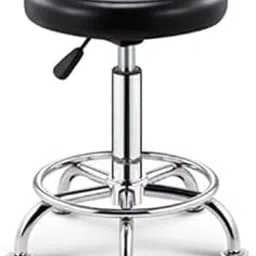 Office Bar Stool Chair Revolving Height Adjustable 360 Swivel Bar Stool for Doctor/Kitchen Stool/Office Stool/Chair/Cafeteria Stool/Metal Bar Stool (Black) (Faux Leather)-picture-20