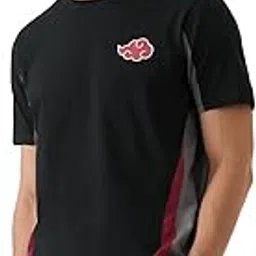 Naruto Shippuden: Akatsuki Men and Boys Short Sleeves Round Neck Black Graphic Printed Cotton Drop Cut T-Shirts-image-65