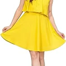 glamalue New Rayon Solid Helter Neck Skater Dress for Women | Girl's Short Dress | Mini Dress-picture-41