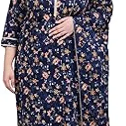 tissu Women's Plus Size Navy Blue Printed Pure Cotton Kurta Palazzo With Dupatta-picture-12