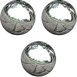 MERISHOPP Stainless Steel Mirror Polished Sphere Hollow Round Ball Garden Decor 3pcs-picture-17