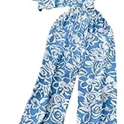 gufrina Women's Rayon Co-Ord Set with Button-Up Top & Wide Leg Pant 3/4th Sleeves Collar Neck Printed Pattern Regular Fit and Standard Length-picture-36