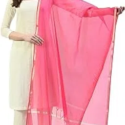 a r silk Women's Golden Border Magenta Colour Chanderi Cotton Regular Dupattas/Chunnis-picture-46