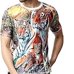 flirty soul Jungle tigerPrinted Mens Tshirt | Polyester | Quick Dry | Breathable |-picture-13