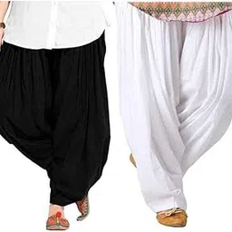 Women's Traditional Cotton Full Patiala Patiyala Panjabi Plain Salwar Combo Pack (Free Size, Pack of 2)-image-32