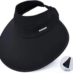 sannidhi Sun Visor Hat for Women UV Sun Protection Wide Brim Sun Visor Hat, Adjustable Elastic Closure, Dark-coated Underbrim, Packable Travel Hat Beach Hat Outdoor Sun Cap, Black image 1