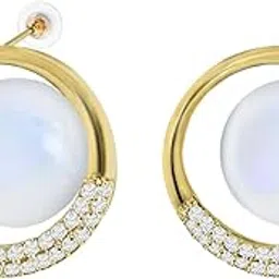 peora Gold Plated Cubic Zirconia & Pearl Studded Fancy Round Stud Earrings Contemporary Fashion Jewellery for Women & Girls-picture-31