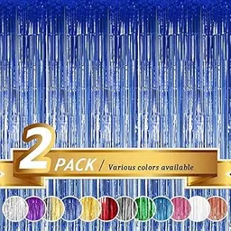 Propsicle 2 Pcs 3ftx6ft Blue Foil Curtains Birthday Decoration for Boys Girls, Anniversary, Bachelorette Party Decoration - Pack of 2-picture-32