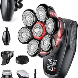 MALEGEBAZ Head Shaver for Bald Men - 7D Magnetic Rotary Electric Razor, IPX8 Waterproof for Wet & Dry Use, with LED Display, USB-C Charging & 5-in-1 Grooming Kit-image-22