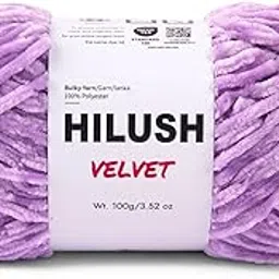 HILUSH Velvet, Chenille Yarn Supersoft Hand Knitting Wool Ball, (1 Ball/100 Gram Each) Ball Suitable for Craft, Babywear, Baby Blankets, 4 Medium, Shade no - NNHIV (Lavender) image 1