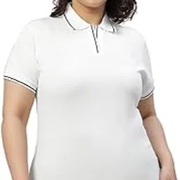 wear your opinion Women's Plus Size Tipped Collar Neck Polo Tshirt-picture-38
