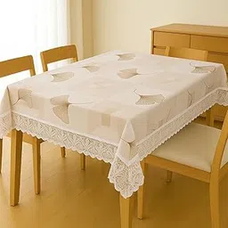 Vital Designs 4 Seater Waterproof Dining Table Cover, Printed Dustproof Design with Lace Border, 60" x 40" (Pink Floral) image 1