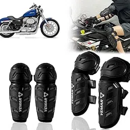 Auto Pearl Motorcycle Knee Shin Guards Elbow Pads, 4 in 1 Monstor Style Knee Shin Safe Protection Armor for Moto Cycling Racing compatible with XL 1200 (Black, 4Pcs)-picture-35