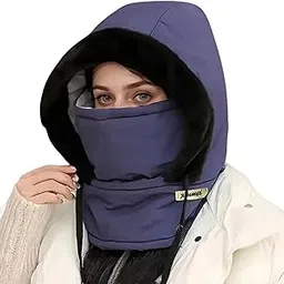 tomorrow fashion Winter Hooded Scarf | Fleece-Lined Hooded Mask | Thermal Balaclava for Women | Insulated Face Mask for Winter | Winter Hat | Ski Mask with Hood image 1
