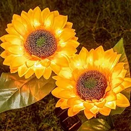 Sunflower Shape Automatic Charging Realistic Sunflower Solar LED Garden Decor Light With Stake For Outdoor Yard Pathway Outside Patio Lawn Waterproof Solar Powered-Auto On/Off (Set of-2)-image-66