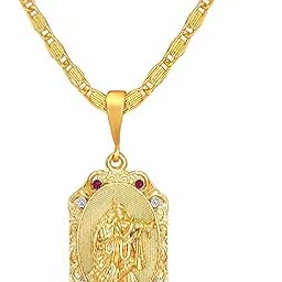 Mens Jewellery Golden Chain For Men Gold Plated Chain Locket Pendant Chians For Mens Boys Fascinating Lord Radhe Krishna Gold Plated Chain Pendent-image-45