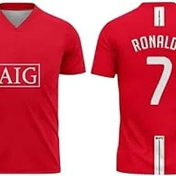 Ronaldo 7 Football Team Red Jersey for Men and Kids-image-16