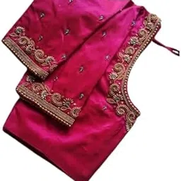 Maggam aari Hand Made Work Blouse Piece pink - 1 Meter unstriched-picture-10
