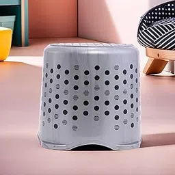 Kuber Industries Stackable Stool for Sitting | Light Weight & Space-Saving Stool for Kitchen, Home & Office | Ideal for Living Room, Balcony & Garden | Dot Comfy- Grey-picture-28