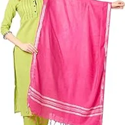 dupatta bazaar Women's Rani Pink Plain Linen Dupatta-picture-45