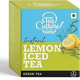 Tea Culture Of The World Premium Lemon Flavoured Green Iced Tea Powder | Real Tea Extract | On-The-Go Drink Mix | 250Ml Per Sachet, Total 1.2 Litres-picture-26