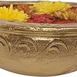 Velto Golden Color Clay Urli Decorative Bowl | Terracotta Urli for Home Decor | Traditional Mud Uruli Bowl for Flower and Candle Decoration | Rustic Ethnic Design for Living Room, Pooja or Festive Use-picture-24