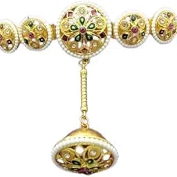 mpk perfect Gold Plated Kundan Maang Tikka, Floral Shaped Mathapati Hairband, Traditional Rajasthani Borla-picture-44