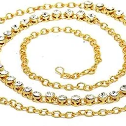 imioxo Pearl Delight Gold Plated Single Line Kamarband for women-picture-42