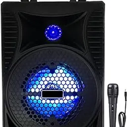 Best Super Bass Portable Wireless sub-woofer Sound Box System Multimedia Speaker Led Light Mini Home Theatre AUX Supported Carry Handle Speaker FM Radio USB, 20W Bluetooth Speaker with Free mic-picture-32