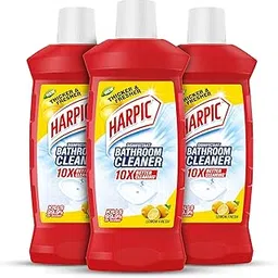 Harpic 1 Litre (Pack of 3) - Lemon Bathroom Cleaner Liquid | New Thicker Bathroom Floor Cleaner | Red Harpic Bottle-picture-24