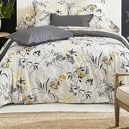 Draping Elegance 100% Cotton Feel Glace Cotton Queen Size Flat Bedsheet – 90 x 100 Inches with 2 Pillow Covers | Soft, Wrinkle Resistant | Perfect for Home (White Beige Floral)-image-13