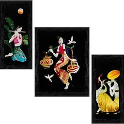 Indianara 3 Pc Set Of Still Art Paintings Without Glass (6 X 13, 10.2 X 13, 6 X 13 INCH, Black)-picture-14