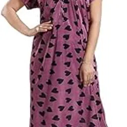 rangmor unit of shagun traders Rangmor Floral/Printed 28Gaz Premium Regular Satin & Lace Nighty with Zip-picture-50