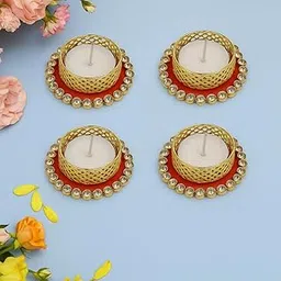CraftVatika Diwali Decoration Items, Tealight Candle Holder Set of 4, Diwali Decor Items, Pooja Decoration Items, Festival Theme, Decorative Tealight Candle Holders, Navratri Decoration, 4 Pcs-image-51