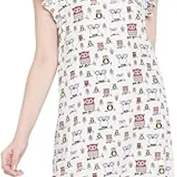 clovia Women's Owl Print Short Night Dress-picture-21