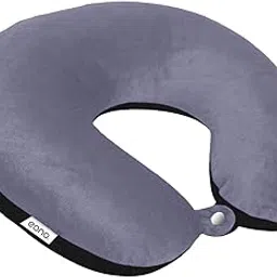 Amazon Brand - Eono Travel Neck Pillow Super Soft & Comfortable Fabric with Micro Beans Filling_Grey & Black-picture-57