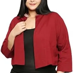style quotient Plus Women Solid Black Cotton Smart Casual Crop Shrug-picture-33