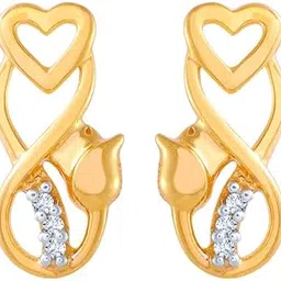 p.c. chandra jewellers 14k (585) Yellow Gold and American Diamond Stud Earrings for Women-picture-20