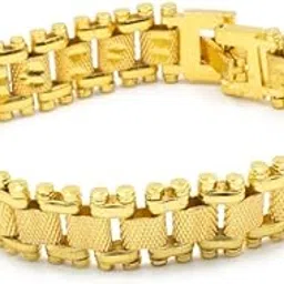 js S Imitation Jewellery Men's Gold-Plated Link Chain Bracelet, Textured Design, Fashion Jewelry-picture-10