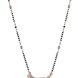 American Diamond Rose Gold Plated Designer Mangalsutra Pendant for Girls and Women (With Chain) (Style 2)-image-23
