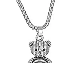 yellow chimes Fashion Silver Toned Teddy Design Locket Pendant for Women And Men-picture-10