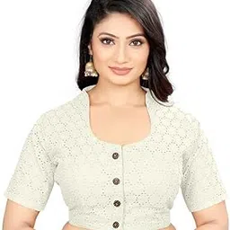 mr apparels Women's Pure Cotton Blouse with U-Neck & Short Sleeve, Readymade Saree Blouse for Girls & Women, Solid Stretchable Comfy Stylish Ethnic Design - Sizes: 32/34/ 36/38/ 40/42-picture-54