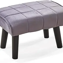 Wimarsbon Small Foot Stool Ottoman Modern Accent Step Stool Seat with Solid Wood Legs Velvet Soft Padded Pouf Ottomans Sofa Footrest Stools 16 inch for Couch Living Room Entryway Grey-image-52