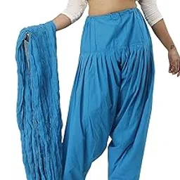 KHEEAA Fashion's Women's Traditional Cotton Patiala Salwar for Women (Free Size; Pack of- 1) with Dupatta(Blue Turquoise)-picture-11