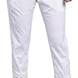 seva chikan Hand Embroidered Lucknowi Chikankari White Lycra Trouser Palazzo Pant for Women SCL11029-picture-24
