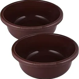 Kuber Industries Bath Tub|Versatile Plastic Utility Gaint Tub|Durable Deep Tub for Baby Bathing|Washing Clothes|Feeding Pan|26 Liter|Pack of 2 (Brown)-picture-21