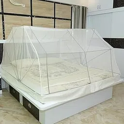 Comfort Mosquito Net | Foldable Poly-Cotton Mosquito Net with Metal Frame | King Bed Size 6 x 6 ft (Cream)-picture-20